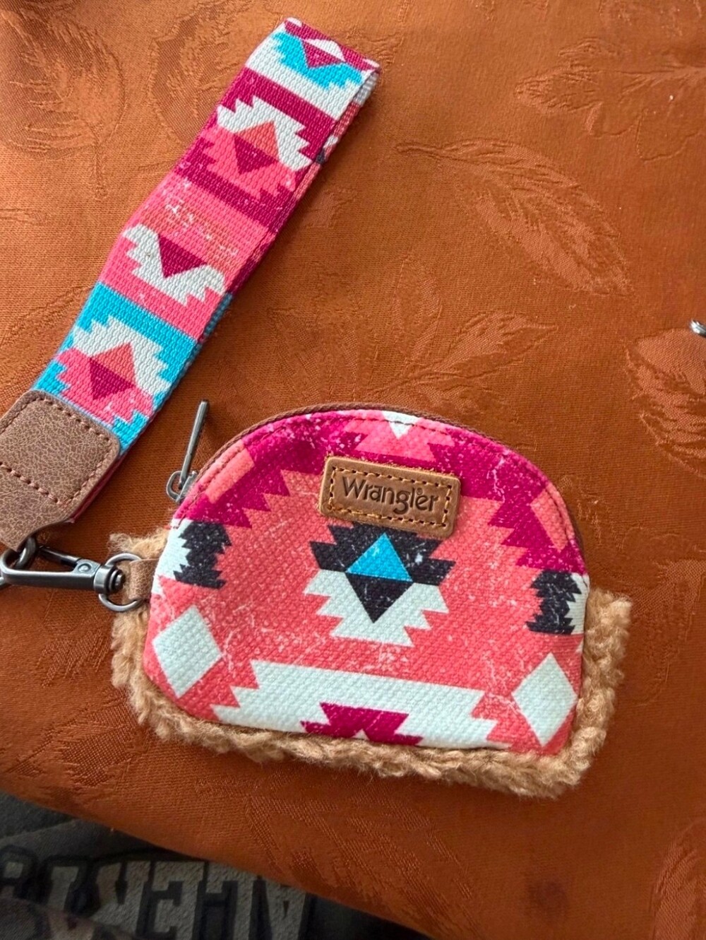 Wrangler Coral Aztec Coin Purse with Wristlet